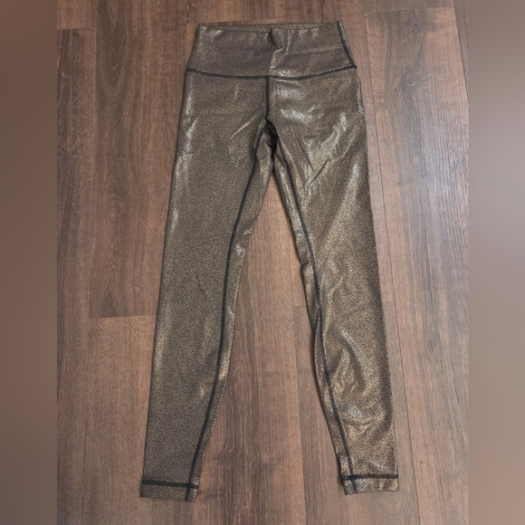 Lululemon Wunder Under High Rise Tight Foil Luminosity Black Copper Gold - Picture 2 of 7